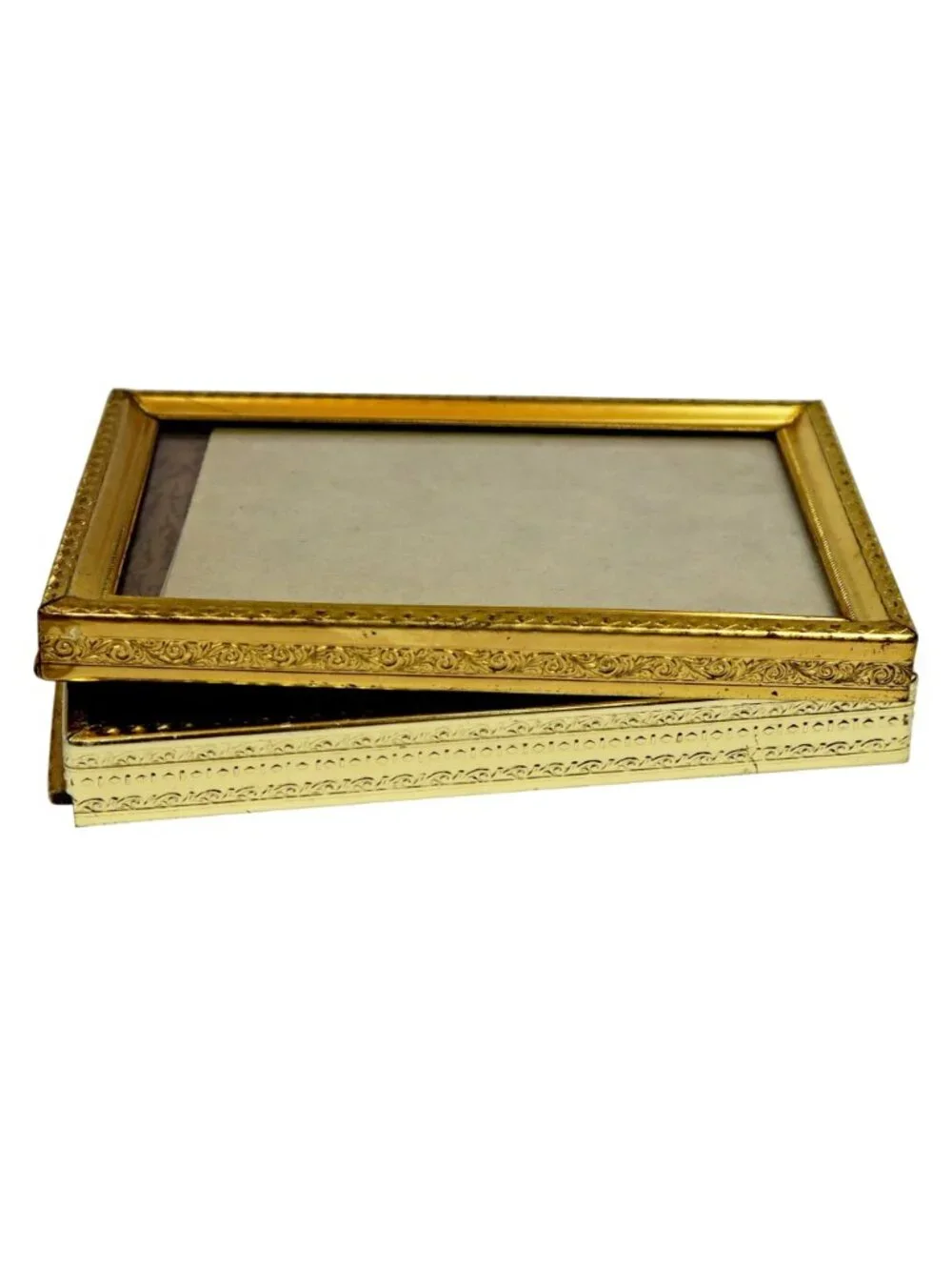Vintage Gold‑Tone Picture Frames Set of 3, with Hinged Double Frame, 1950s-70s